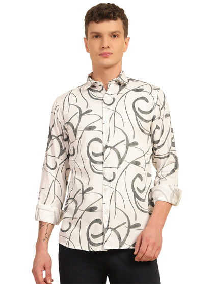 Casual Shirt for Men | Breathable & Soft with Color Fastness Regular Fit Cotton Fabric Printed Pattern
