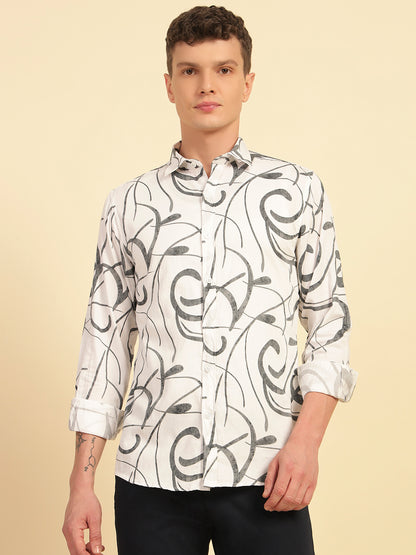 Casual Shirt for Men | Breathable & Soft with Color Fastness Regular Fit Cotton Fabric Printed Pattern