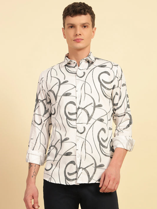 Casual Shirt for Men | Breathable & Soft with Color Fastness Regular Fit Cotton Fabric Printed Pattern