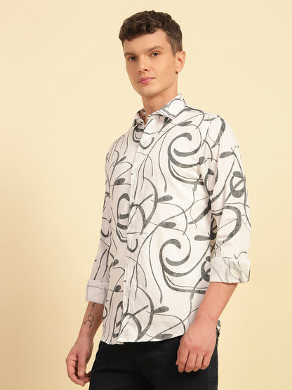 Casual Shirt for Men | Breathable & Soft with Color Fastness Regular Fit Cotton Fabric Printed Pattern