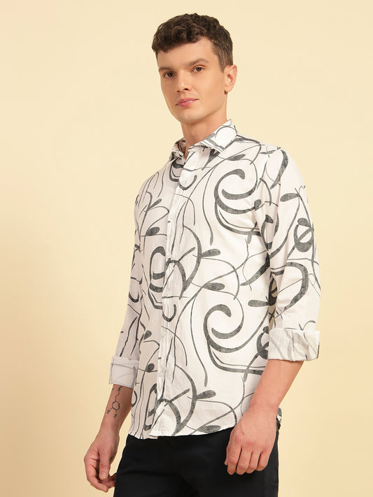 Casual Shirt for Men | Breathable & Soft with Color Fastness Regular Fit Cotton Fabric Printed Pattern