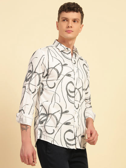 Casual Shirt for Men | Breathable & Soft with Color Fastness Regular Fit Cotton Fabric Printed Pattern