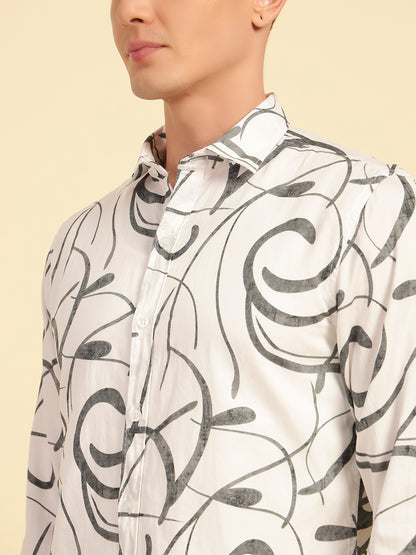 Casual Shirt for Men | Breathable & Soft with Color Fastness Regular Fit Cotton Fabric Printed Pattern