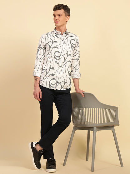 Casual Shirt for Men | Breathable & Soft with Color Fastness Regular Fit Cotton Fabric Printed Pattern