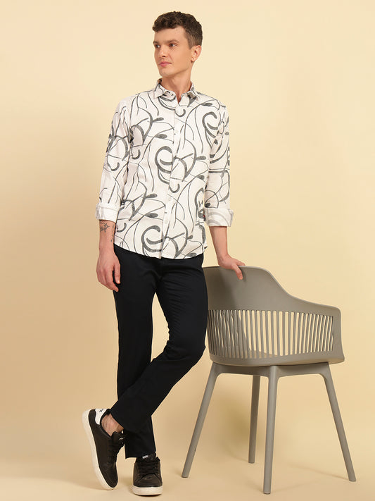 Casual Shirt for Men | Breathable & Soft with Color Fastness Regular Fit Cotton Fabric Printed Pattern