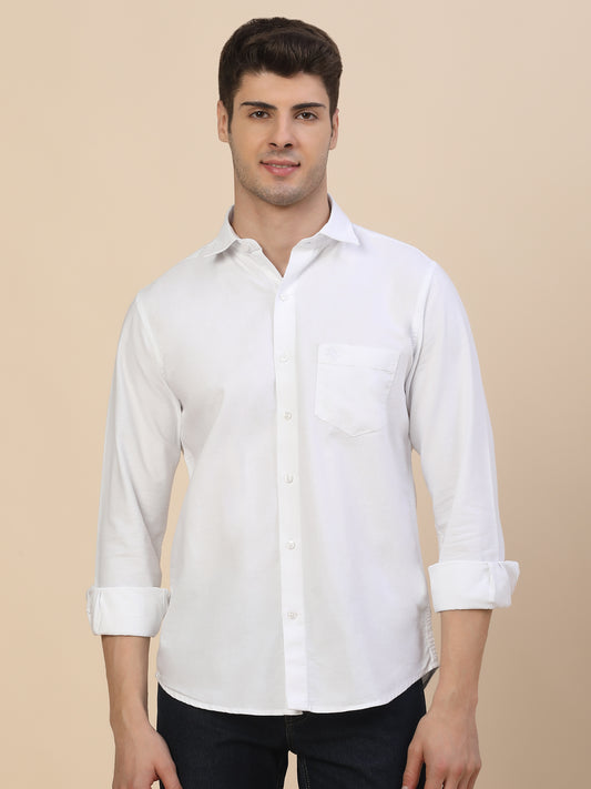 Casual Shirt for Men | Breathable & Soft with Color Fastness Regular Fit Spread Collar Neck Cotton Fabric Solid Pattern