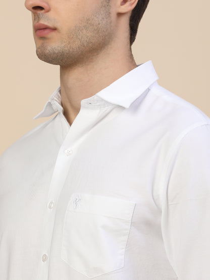Casual Shirt for Men | Breathable & Soft with Color Fastness Regular Fit Spread Collar Neck Cotton Fabric Solid Pattern