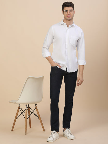 Casual Shirt for Men | Breathable & Soft with Color Fastness Regular Fit Spread Collar Neck Cotton Fabric Solid Pattern