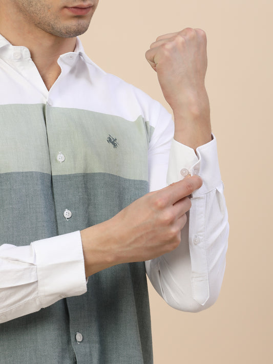 Casual Shirt for Men | Breathable & Soft with Color Fastness Regular Fit Spread Collar Neck Cotton Fabric Colour Block Pattern