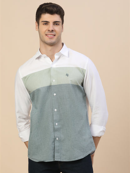 Casual Shirt for Men | Breathable & Soft with Color Fastness Regular Fit Spread Collar Neck Cotton Fabric Colour Block Pattern