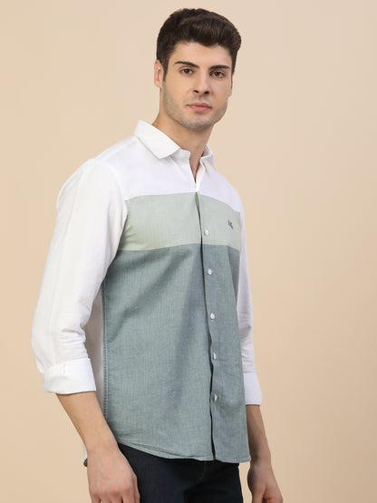 Casual Shirt for Men | Breathable & Soft with Color Fastness Regular Fit Spread Collar Neck Cotton Fabric Colour Block Pattern