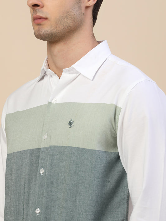 Casual Shirt for Men | Breathable & Soft with Color Fastness Regular Fit Spread Collar Neck Cotton Fabric Colour Block Pattern