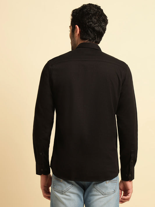Casual Shirt for Men | Breathable & Soft with Color Fastness Regular Fit Spread Collar Neck Cotton Blend Fabric Self Design Pattern