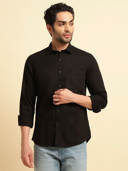 Casual Shirt for Men | Breathable & Soft with Color Fastness Regular Fit Spread Collar Neck Cotton Blend Fabric Self Design Pattern