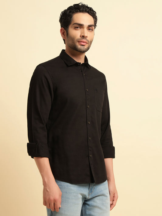Casual Shirt for Men | Breathable & Soft with Color Fastness Regular Fit Spread Collar Neck Cotton Blend Fabric Self Design Pattern