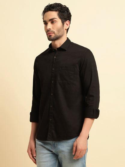 Casual Shirt for Men | Breathable & Soft with Color Fastness Regular Fit Spread Collar Neck Cotton Blend Fabric Self Design Pattern