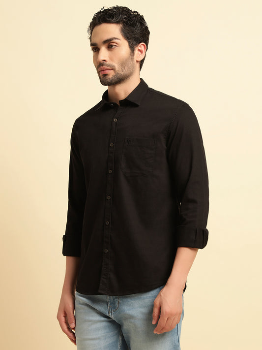 Casual Shirt for Men | Breathable & Soft with Color Fastness Regular Fit Spread Collar Neck Cotton Blend Fabric Self Design Pattern
