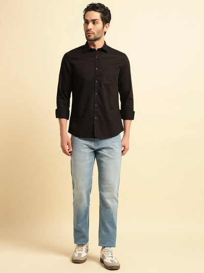 Casual Shirt for Men | Breathable & Soft with Color Fastness Regular Fit Spread Collar Neck Cotton Blend Fabric Self Design Pattern
