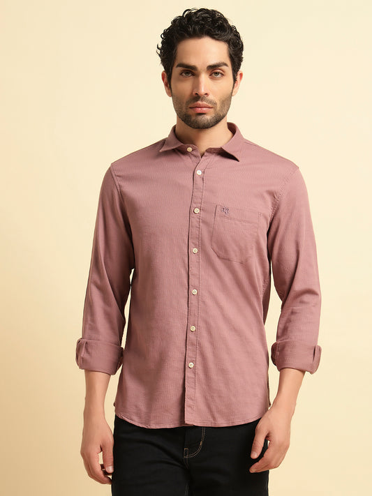 Casual Shirt for Men | Breathable & Soft with Color Fastness Regular Fit Spread Collar Neck Cotton Blend Fabric Self Design Pattern