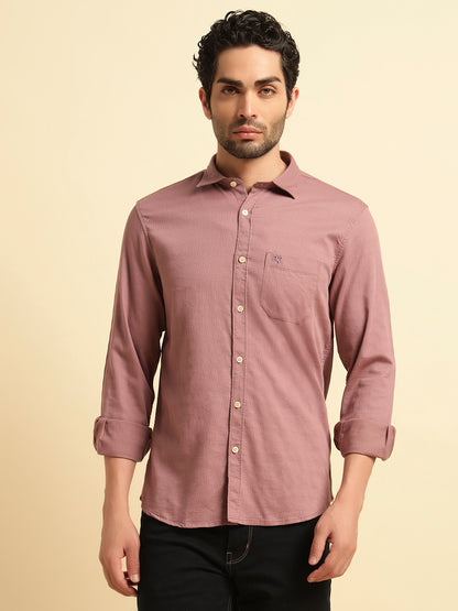 Casual Shirt for Men | Breathable & Soft with Color Fastness Regular Fit Spread Collar Neck Cotton Blend Fabric Self Design Pattern