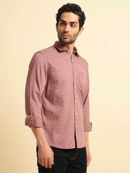 Casual Shirt for Men | Breathable & Soft with Color Fastness Regular Fit Spread Collar Neck Cotton Blend Fabric Self Design Pattern