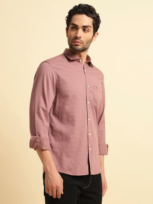 Casual Shirt for Men | Breathable & Soft with Color Fastness Regular Fit Spread Collar Neck Cotton Blend Fabric Self Design Pattern