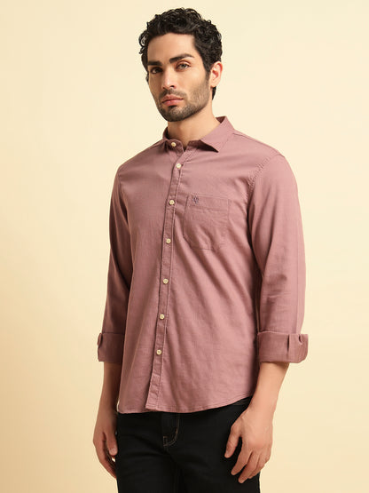 Casual Shirt for Men | Breathable & Soft with Color Fastness Regular Fit Spread Collar Neck Cotton Blend Fabric Self Design Pattern