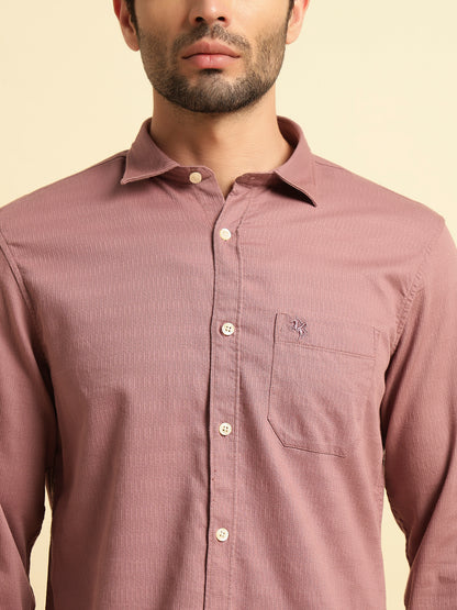 Casual Shirt for Men | Breathable & Soft with Color Fastness Regular Fit Spread Collar Neck Cotton Blend Fabric Self Design Pattern