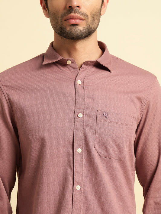 Casual Shirt for Men | Breathable & Soft with Color Fastness Regular Fit Spread Collar Neck Cotton Blend Fabric Self Design Pattern
