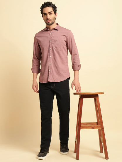 Casual Shirt for Men | Breathable & Soft with Color Fastness Regular Fit Spread Collar Neck Cotton Blend Fabric Self Design Pattern