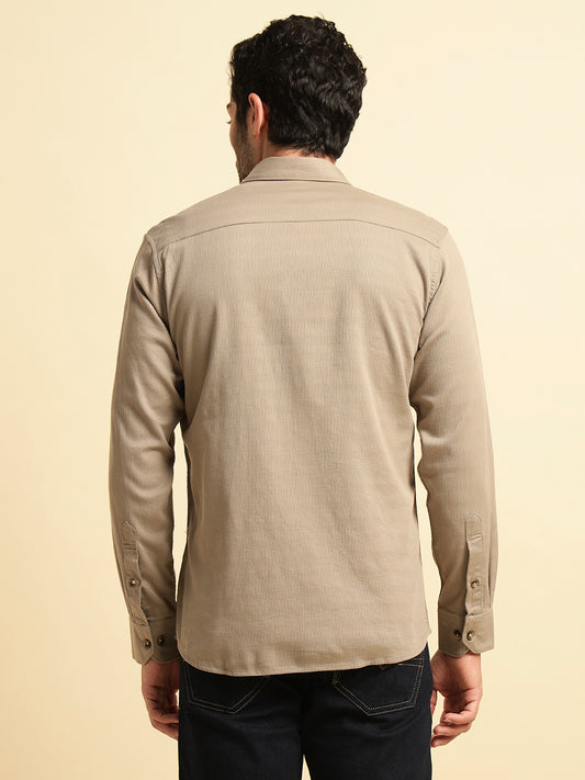 Casual Shirt for Men | Breathable & Soft with Color Fastness Regular Fit Spread Collar Neck Cotton Blend Fabric Self Design Pattern