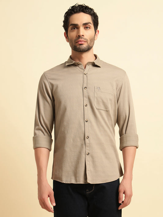 Casual Shirt for Men | Breathable & Soft with Color Fastness Regular Fit Spread Collar Neck Cotton Blend Fabric Self Design Pattern