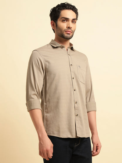 Casual Shirt for Men | Breathable & Soft with Color Fastness Regular Fit Spread Collar Neck Cotton Blend Fabric Self Design Pattern