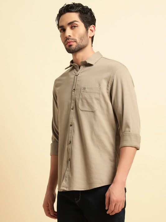 Casual Shirt for Men | Breathable & Soft with Color Fastness Regular Fit Spread Collar Neck Cotton Blend Fabric Self Design Pattern