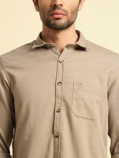 Casual Shirt for Men | Breathable & Soft with Color Fastness Regular Fit Spread Collar Neck Cotton Blend Fabric Self Design Pattern