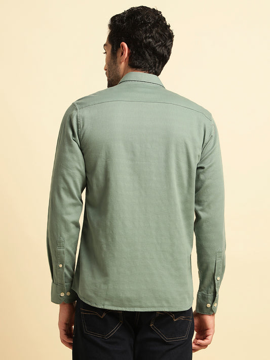 Casual Shirt for Men | Breathable & Soft with Color Fastness Regular Fit Spread Collar Neck Cotton Blend Fabric Self Design Pattern