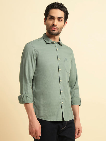 Casual Shirt for Men | Breathable & Soft with Color Fastness Regular Fit Spread Collar Neck Cotton Blend Fabric Self Design Pattern