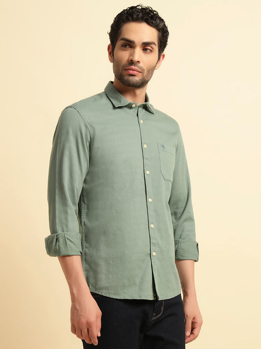 Casual Shirt for Men | Breathable & Soft with Color Fastness Regular Fit Spread Collar Neck Cotton Blend Fabric Self Design Pattern