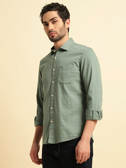 Casual Shirt for Men | Breathable & Soft with Color Fastness Regular Fit Spread Collar Neck Cotton Blend Fabric Self Design Pattern