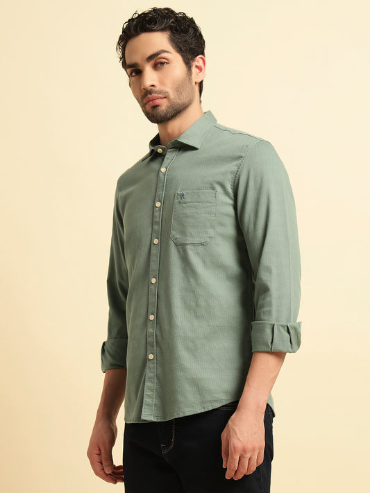 Casual Shirt for Men | Breathable & Soft with Color Fastness Regular Fit Spread Collar Neck Cotton Blend Fabric Self Design Pattern