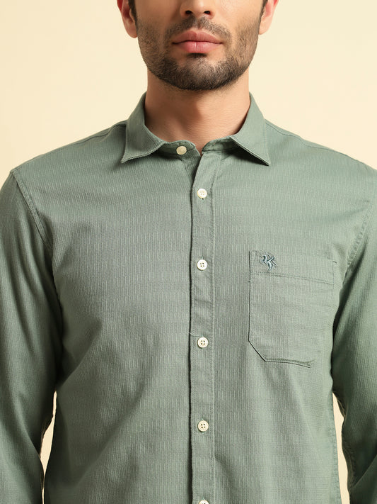 Casual Shirt for Men | Breathable & Soft with Color Fastness Regular Fit Spread Collar Neck Cotton Blend Fabric Self Design Pattern