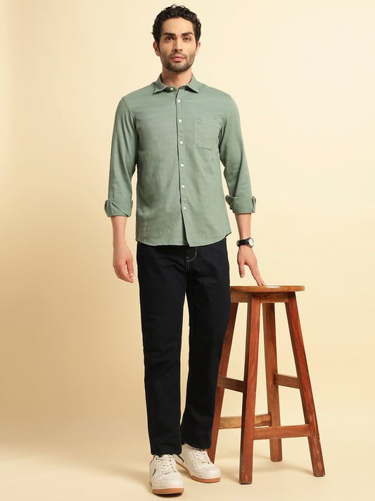 Casual Shirt for Men | Breathable & Soft with Color Fastness Regular Fit Spread Collar Neck Cotton Blend Fabric Self Design Pattern