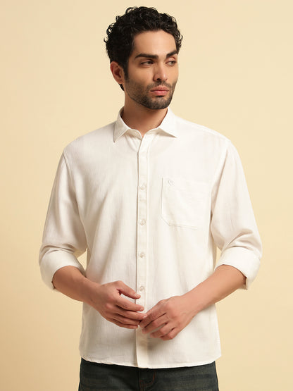 Casual Shirt for Men | Breathable & Soft with Color Fastness Regular Fit Spread Collar Neck Cotton Blend Fabric Self Design Pattern