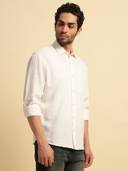 Casual Shirt for Men | Breathable & Soft with Color Fastness Regular Fit Spread Collar Neck Cotton Blend Fabric Self Design Pattern
