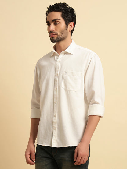 Casual Shirt for Men | Breathable & Soft with Color Fastness Regular Fit Spread Collar Neck Cotton Blend Fabric Self Design Pattern