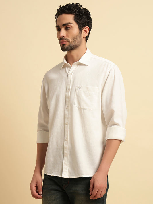Casual Shirt for Men | Breathable & Soft with Color Fastness Regular Fit Spread Collar Neck Cotton Blend Fabric Self Design Pattern