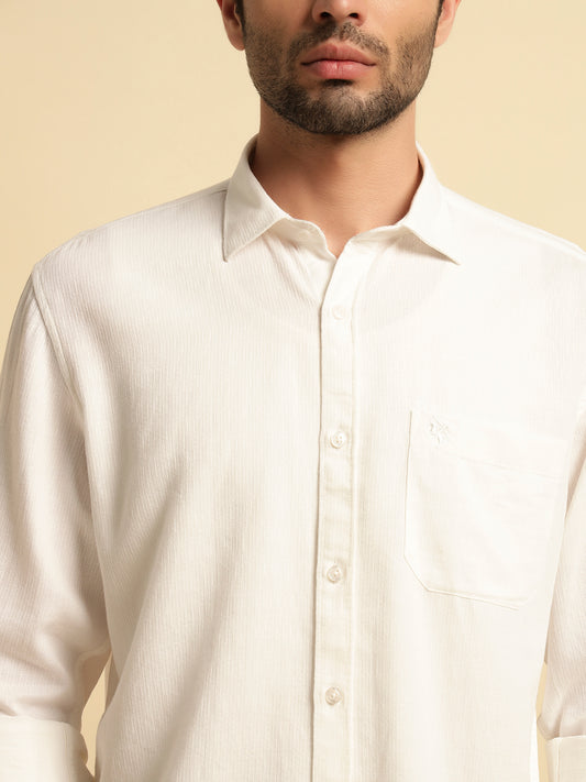 Casual Shirt for Men | Breathable & Soft with Color Fastness Regular Fit Spread Collar Neck Cotton Blend Fabric Self Design Pattern