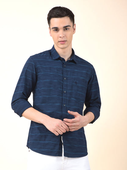 Casual Shirt for Men | Breathable & Soft with Color Fastness Slim Cotton Fabric Striped Pattern