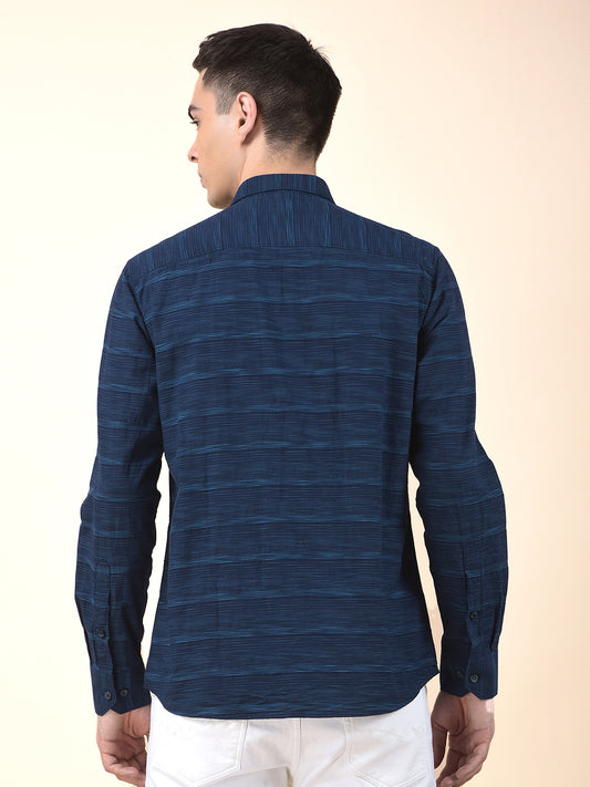 Casual Shirt for Men | Breathable & Soft with Color Fastness Slim Cotton Fabric Striped Pattern