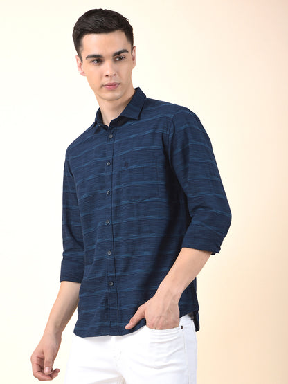 Casual Shirt for Men | Breathable & Soft with Color Fastness Slim Cotton Fabric Striped Pattern